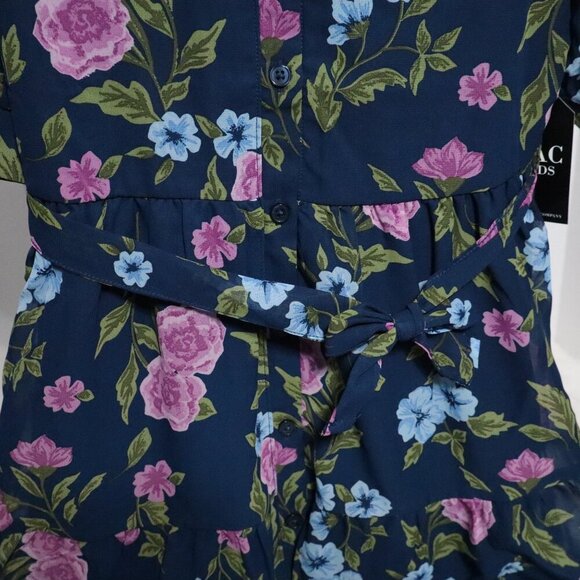 Girls Midi Navy Dress Size Medium (7-8) Floral Print Zac Kids - Picture 5 of 6